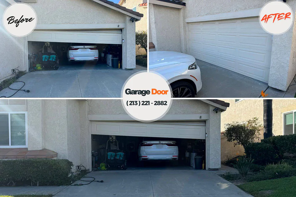 Before and after: garage door repair Ocean Springs, MS